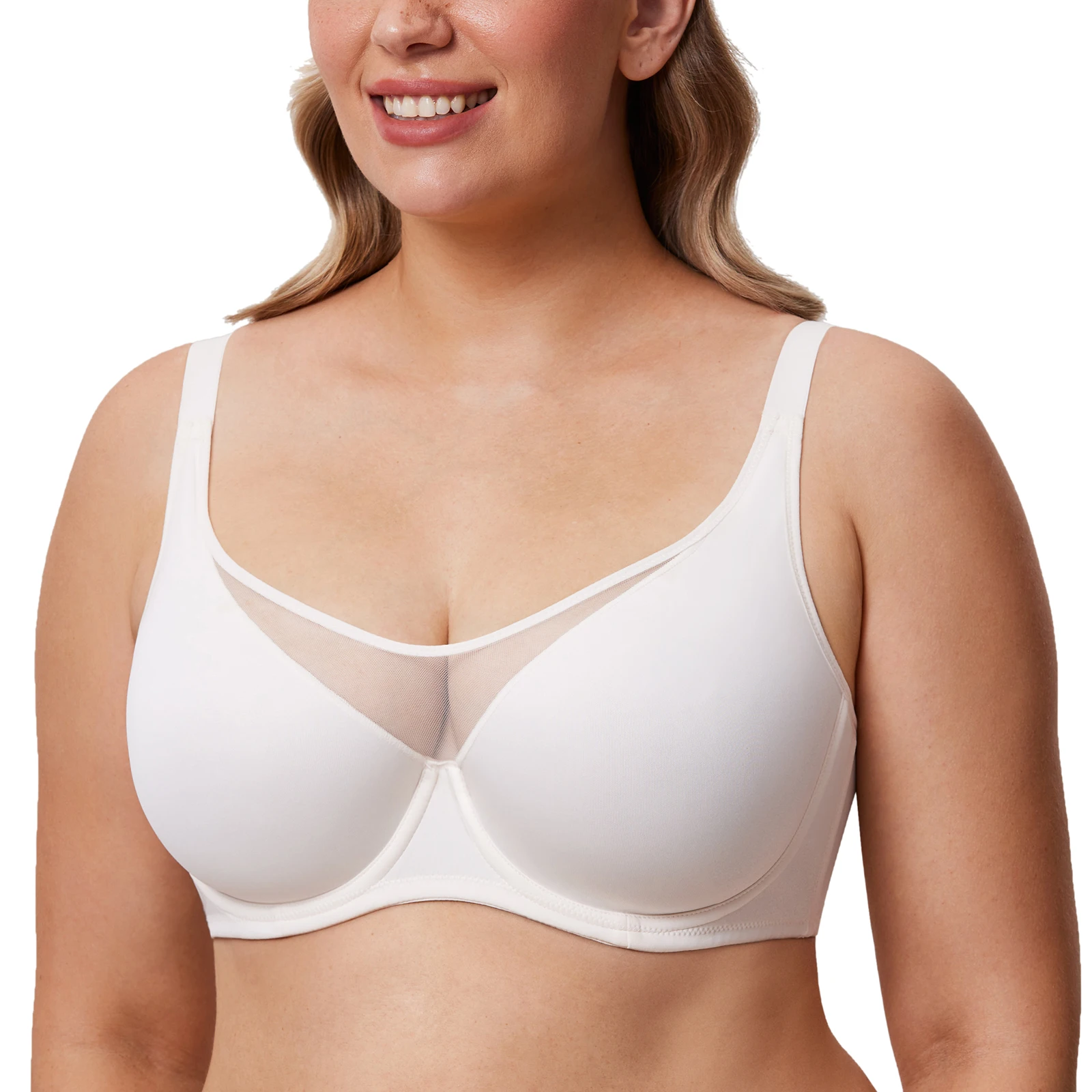 

Women's Minimizer Bras Seamless Plus Size Full Coverage Sheer Underwire Smooth Unlined Bra