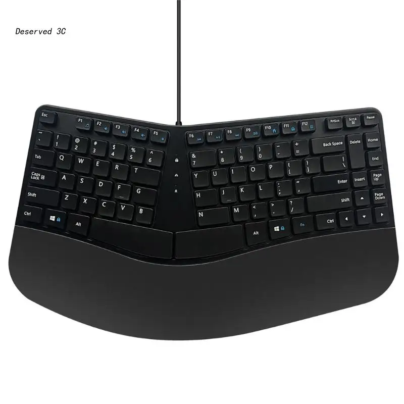 

R9CB Ergonomic External Keyboard USB Wired Keypad with Wrist Rest Design- 104 Keys