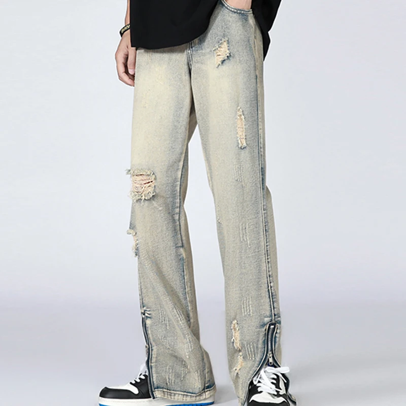 Spring Streetwear Straight Pants Ladies Ripped Jeans High Waist Loose Pants Ladies Jeans Zip Split High Street Unisex Jean
Spring Streetwear Straight Pants Ladies Ripped Jeans High Waist Loose Pants Ladies Jeans Zip Split High Street Unisex Jean