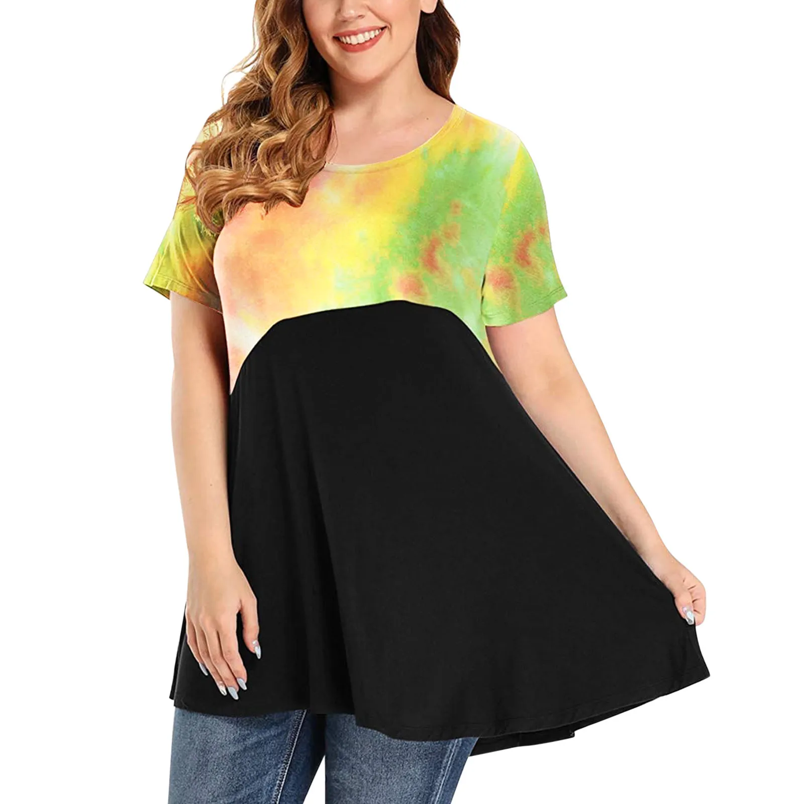 Plus Size Women Elegant Blouse Top Short Sleeve Patchwork Crewneck Chiffon Shirt Tunics
Plus Size Women Elegant Blouse Top Short Sleeve Patchwork Crewneck Chiffon Shirt Tunics