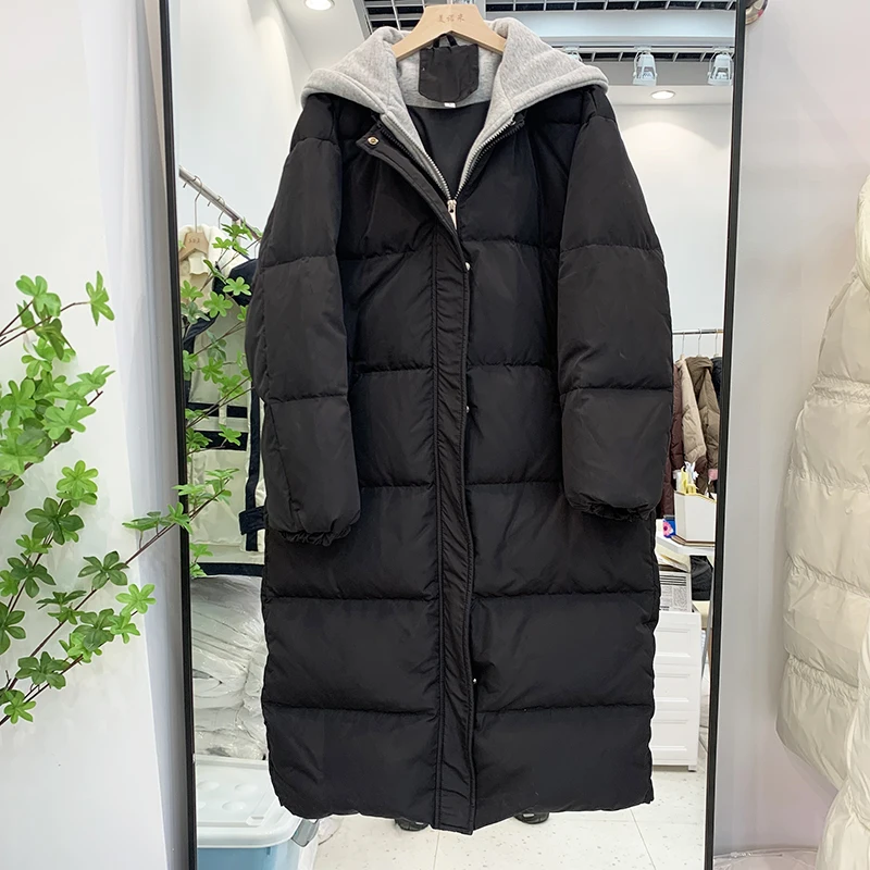 Warm Winter Hooded Women's Down Jacket Casual Solid Loose Long Sleeve Mid-Long Fake Two Coat Fashion All-match Female Outerwear
Warm Winter Hooded Women's Down Jacket Casual Solid Loose Long Sleeve Mid-Long Fake Two Coat Fashion All-match Female Outerwear
