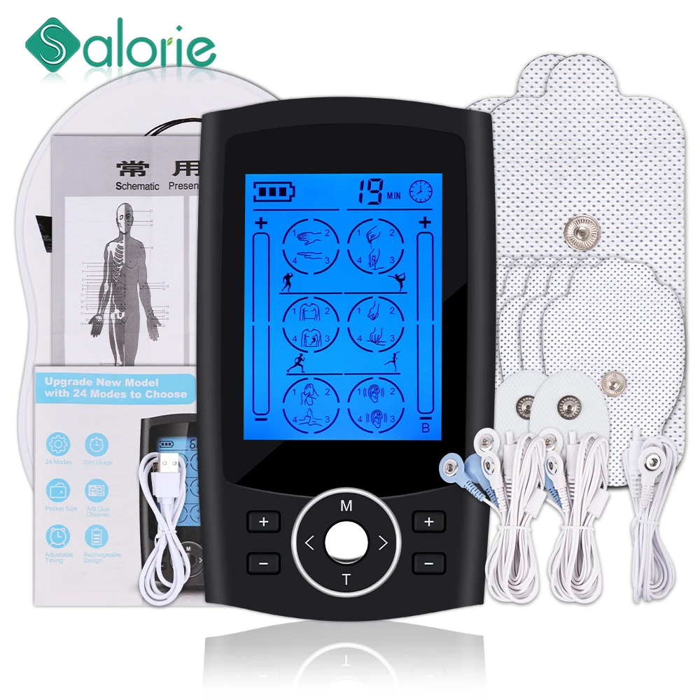 

TENS Machine Physiotherapy EMS Massager 24-Mode Eletric Muscle Stimulator Body Massagers for Back Relaxing Massage Rechargeable