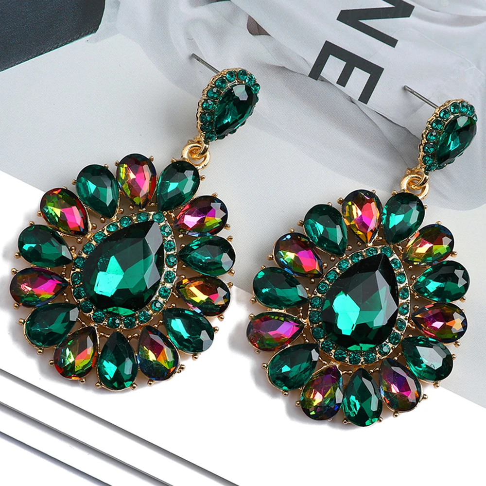 Vintage Sparkly Crystal Glass Big Hanging Dangle Earrings For Women Trend Luxury Corlorful Water Drop Summer Jewelry Accessories
Vintage Sparkly Crystal Glass Big Hanging Dangle Earrings For Women Trend Luxury Corlorful Water Drop Summer Jewelry Accessories