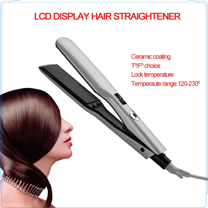 Flat Iron 2 in 1 hair curler and straightener LCD Ceramic hair iron 13 speed adjustable temperature electric hair straightener
Flat Iron 2 in 1 hair curler and straightener LCD Ceramic hair iron 13 speed adjustable temperature electric hair straightener