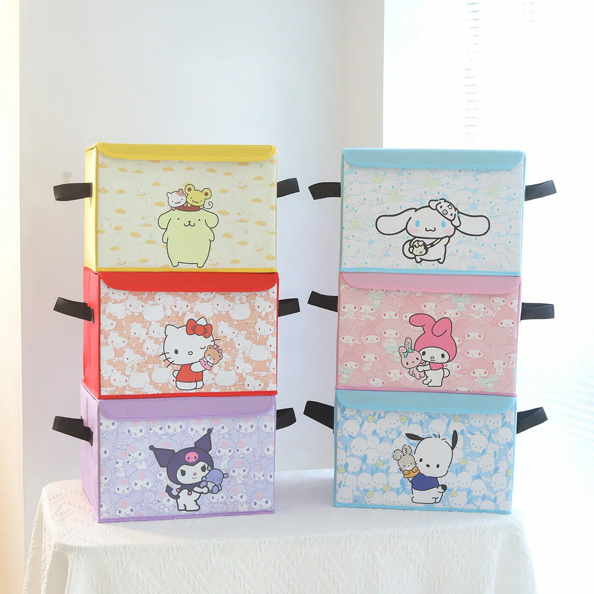 

Sanrioed Hello Kitty My Melody Kuromi Cinnamoroll Pompompurin Pochacoo Storage Box Cute Cartoon Flip Foldable Desktop Sundries