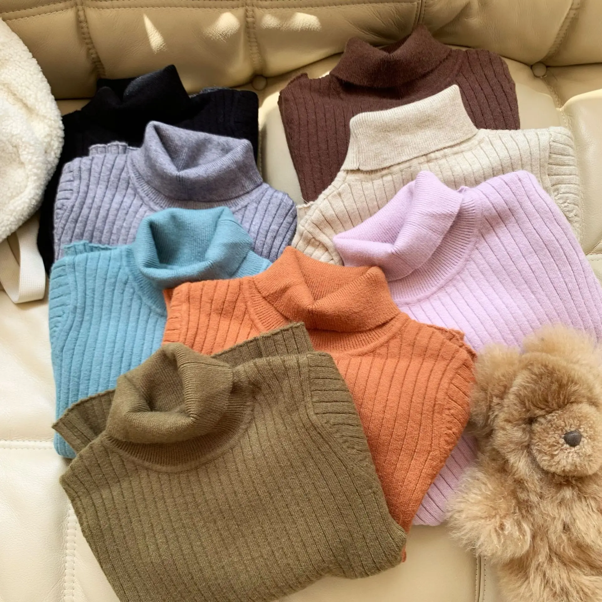 

Autumn Winter Kids Baby Boy Girl Cute Turtleneck Warm Sweaters Simple Casual Basic Pullover Toddler Childrens Sweater Jumper Top