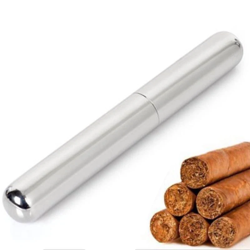 1PC Silver Cigar tube Stainless Holder Steel Container Smoke Case Cigarettes Tobacco new Protector 17x2cm ≤18mm DeformGood
1PC Silver Cigar tube Stainless Holder Steel Container Smoke Case Cigarettes Tobacco new Protector 17x2cm ≤18mm DeformGood