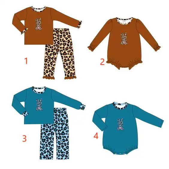 

Пасхальная эксклюзивная детская одежда с длинными рукавами, кружевные брюки с кроличьим леопардовым принтом для девочек и мальчиков, костюмы с короткими рукавами, детский комбинезон