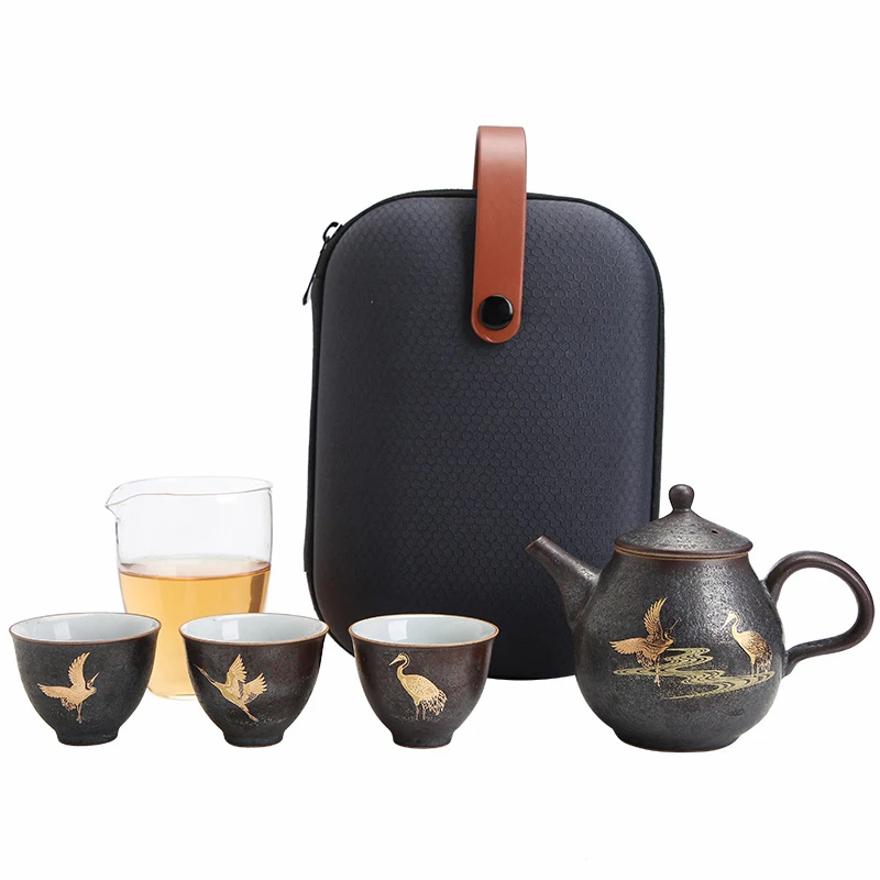 Black Crockery Ceramic Teapot With 3 Cups Flying Crane Portable Travel Tea Set Drinkware Free Shipping
Black Crockery Ceramic Teapot With 3 Cups Flying Crane Portable Travel Tea Set Drinkware Free Shipping
