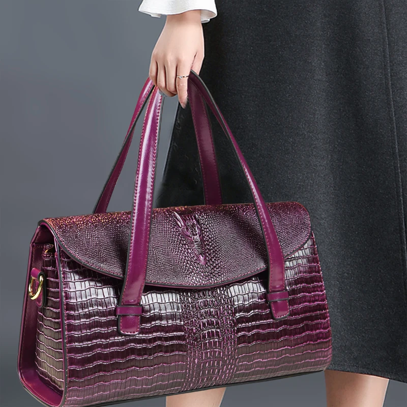 

Модная кожаная женская сумочка с крокодиловым узором, новинка 2022, женская натуральная сумка среднего возраста, сумки-мессенджеры через плечо