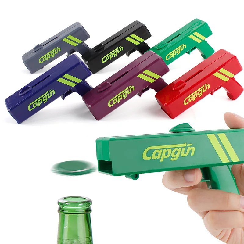 

Cap Gun Beer Bottle Opener Portable Beverage Drinking Opening Fly Cap Launcher Shooter Party Supply Bar Tool Kitchen Accessories