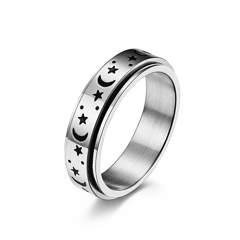 Titanium Steel Rotatable Stars Moon Men And Women Ring Ring Engagement Wedding Decompression Stainless Steel Ring
Titanium Steel Rotatable Stars Moon Men And Women Ring Ring Engagement Wedding Decompression Stainless Steel Ring