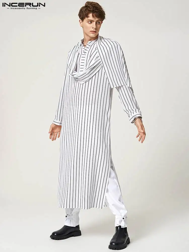 Fashion Casual Style Men's Robe INCERUN Wrapped Striped Jubba Thobe Islam Male Ring Leader Pendulum Fork Kaftan Robe S-5XL 2022
Fashion Casual Style Men's Robe INCERUN Wrapped Striped Jubba Thobe Islam Male Ring Leader Pendulum Fork Kaftan Robe S-5XL 2022