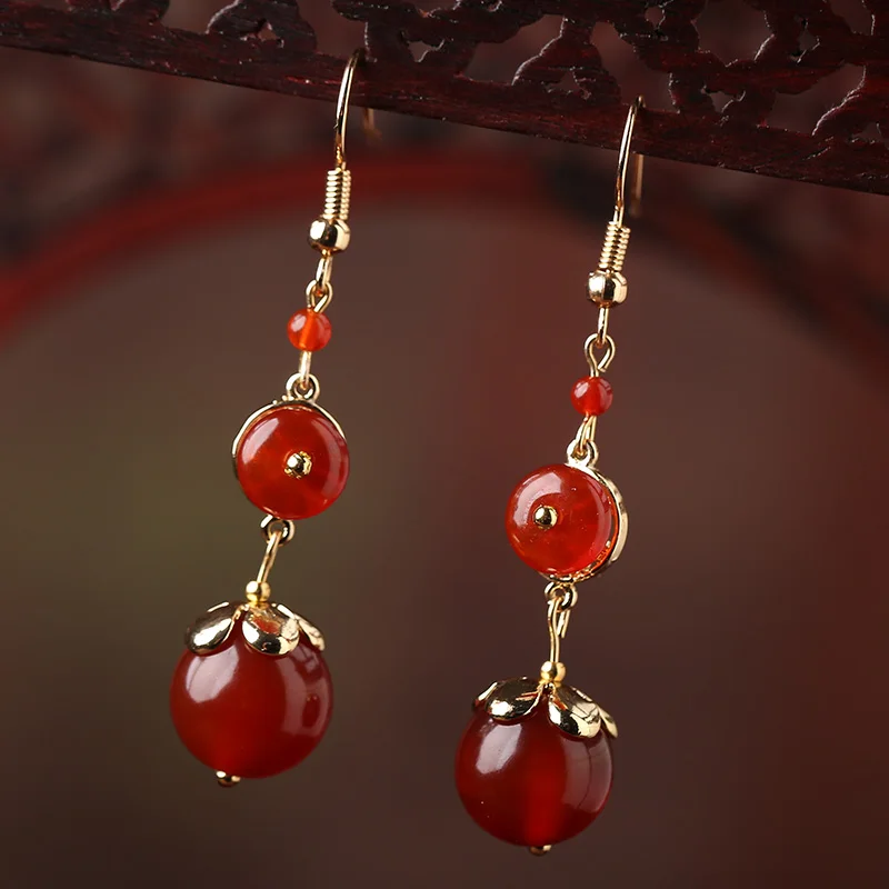 Long red agate earrings red earrings female New Year's cheongsam antique new trendy earrings silver
Long red agate earrings red earrings female New Year's cheongsam antique new trendy earrings silver