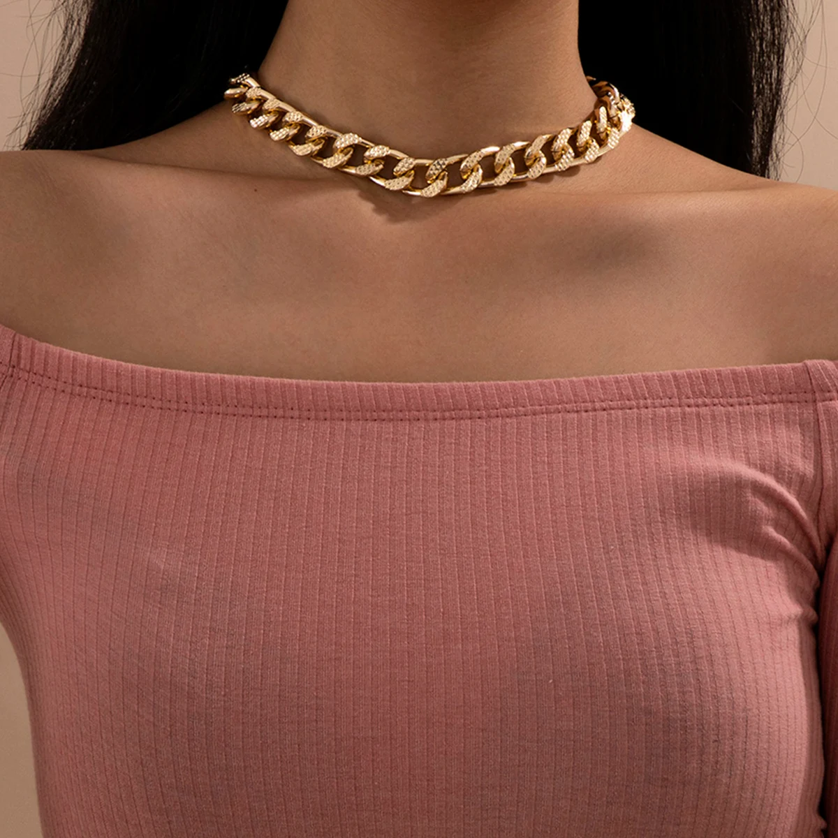 

Lacteo Fashion Gold Silver Color Multi Layered Thick Chain Choker Necklaces For Women Men Punk Chunky CCB Chain Necklace Jewelry