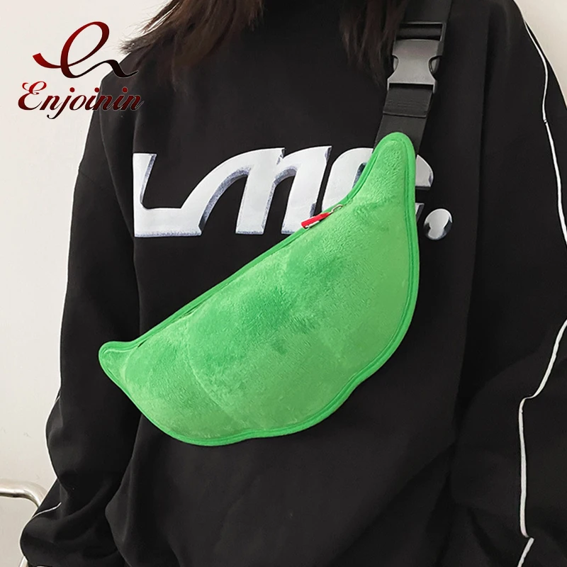 

Fun Cartoon Pea Shaped Green Chest Bag for Women Fashion Waist Bag Girls Shoulder Bag Female Zipper Fanny Pack Designer Bag 2022