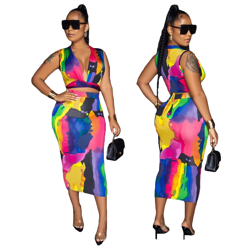 Lovelysales 2022 Summer New Women's Clothes Watercolor Print Open Collar Strap Top Tight Dress Two-piece Set CN(Origin) 20201
Lovelysales 2022 Summer New Women's Clothes Watercolor Print Open Collar Strap Top Tight Dress Two-piece Set CN(Origin) 20201