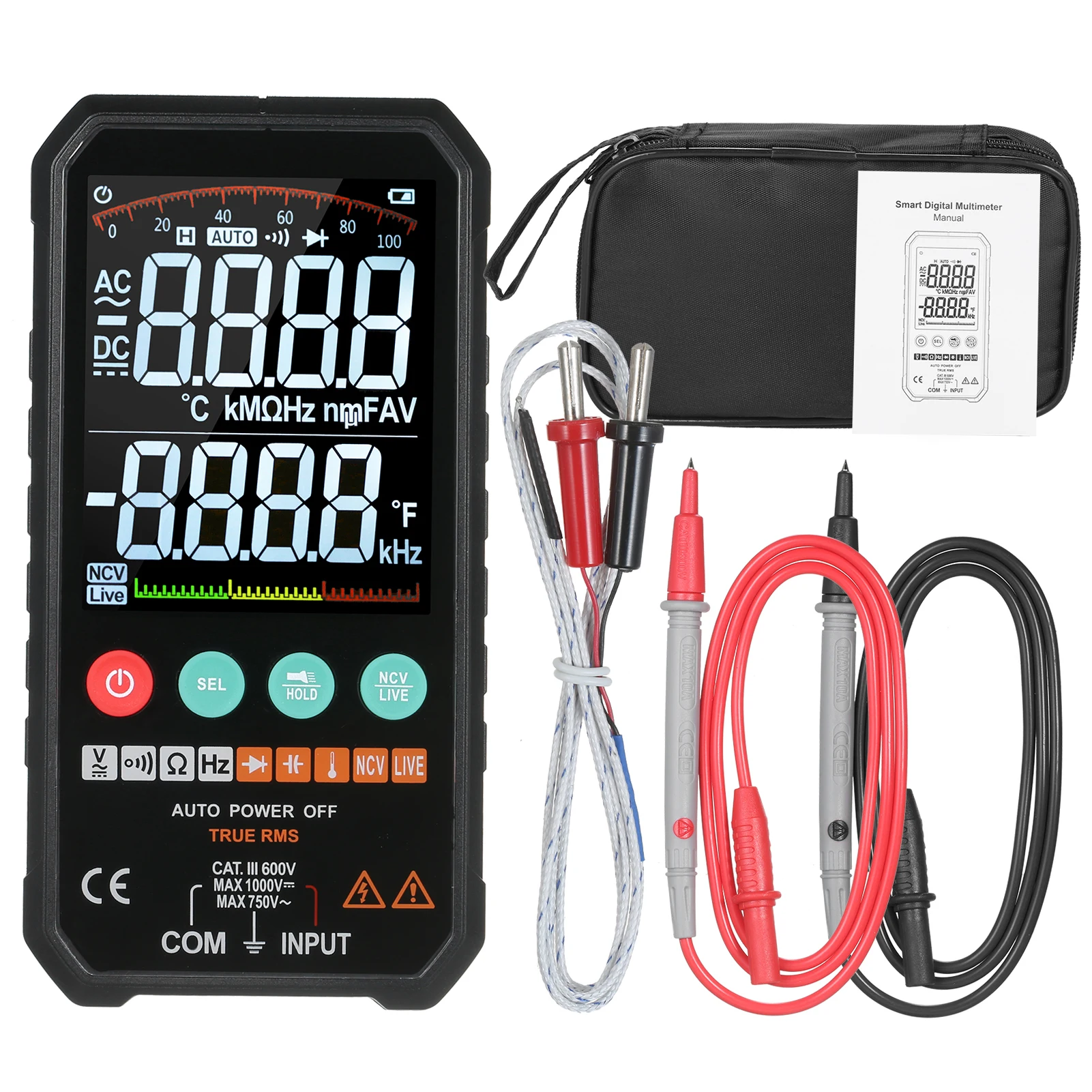 Цифровой мультиметр FY107C/FY107B, 6000 отсчетов, Ture RMS AC DC NCV, фототемпература, напряжение, умный измеритель
Цифровой мультиметр FY107C/FY107B, 6000 отсчетов, Ture RMS AC DC NCV, фототемпература, напряжение, умный измеритель