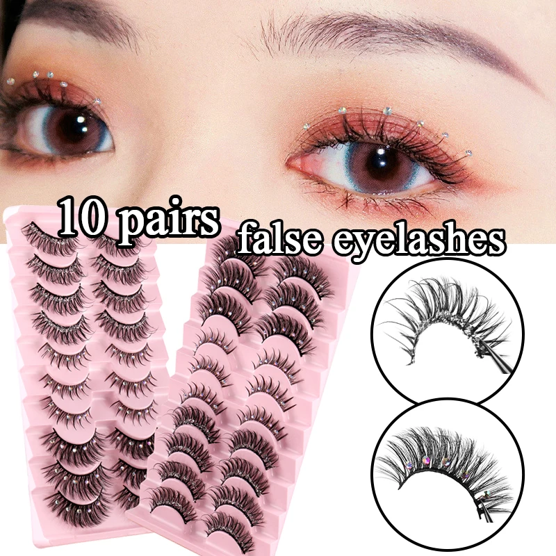 New Eye Makeup Natural Shiny Chemical Fiber False Eyelashes 10pairs Of Mixed Paste Diamond Stage Decoration Thick Eyelashes
New Eye Makeup Natural Shiny Chemical Fiber False Eyelashes 10pairs Of Mixed Paste Diamond Stage Decoration Thick Eyelashes