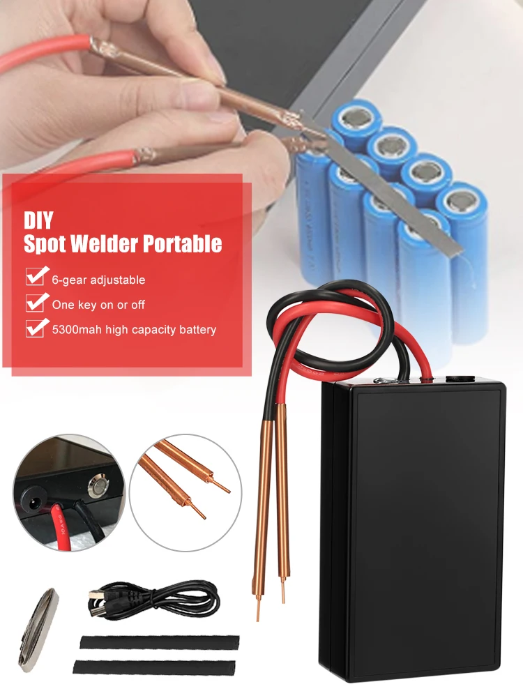 High Quality 3.7V 5300mAh DIY Spot Welder Portable 6 Gears Adjustable Mini Spot Welding Machine For 18650 Battery Nickel Sheet
High Quality 3.7V 5300mAh DIY Spot Welder Portable 6 Gears Adjustable Mini Spot Welding Machine For 18650 Battery Nickel Sheet