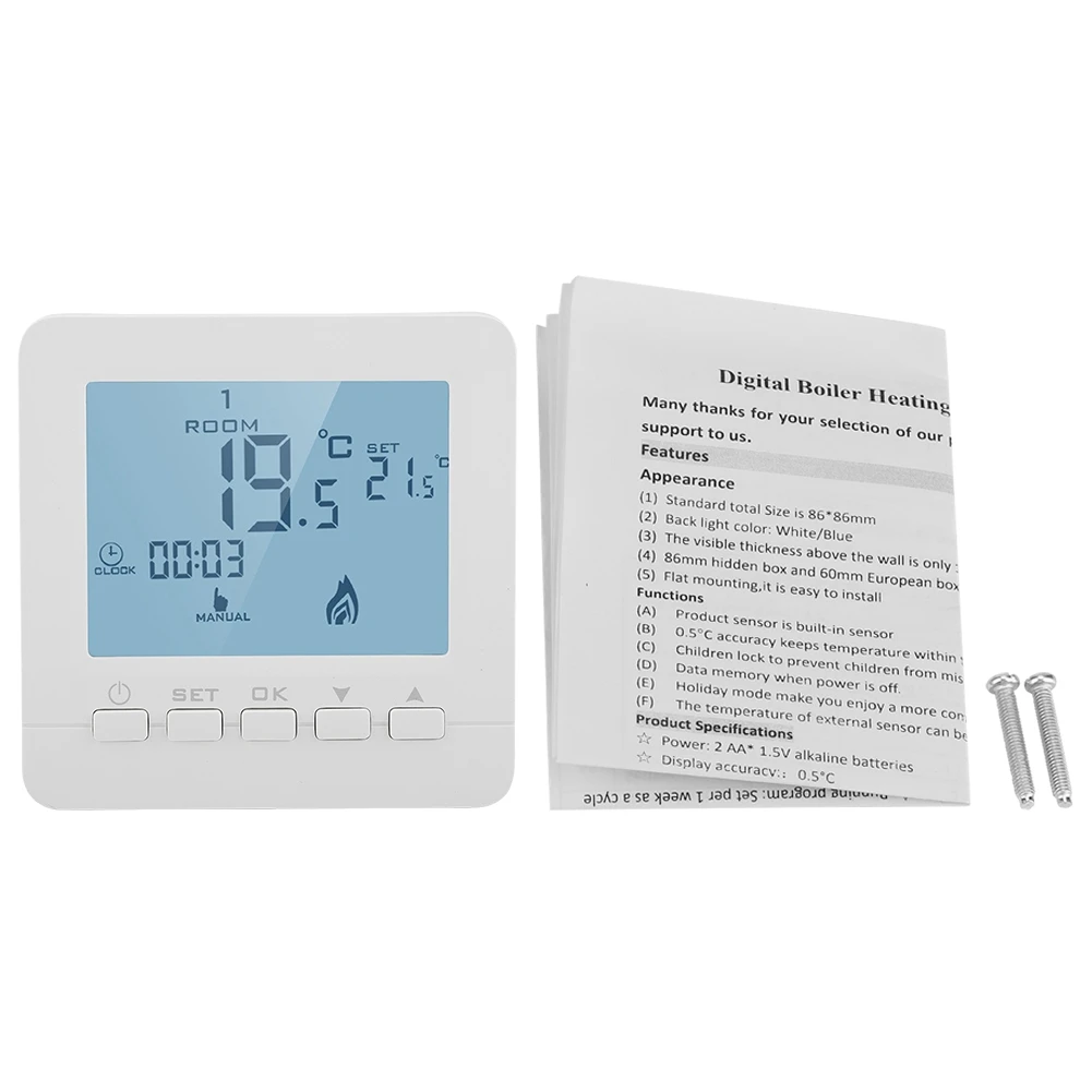 Programmable Thermostat Digital LCD Display Smart Temperature Controller 5A Thermostat§ Thermostat§
Programmable Thermostat Digital LCD Display Smart Temperature Controller 5A Thermostat§ Thermostat§