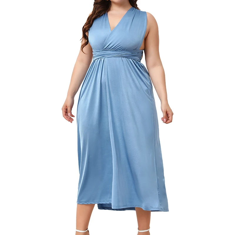 Fashion Large Size Dress Women 2023 Blue Sleeveless Outfits Female Plus Size Clothes Backless Lace-up Casual Loose Dress Ladies
Fashion Large Size Dress Women 2023 Blue Sleeveless Outfits Female Plus Size Clothes Backless Lace-up Casual Loose Dress Ladies