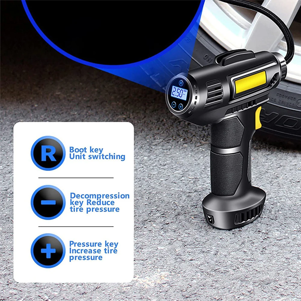6pcs Tire Pressure Pump With USB Cable Instructions Air Nozzle Set 120W 8.4V 15A 21*18*5cm Power Tools Air Compressors Pumps
6pcs Tire Pressure Pump With USB Cable Instructions Air Nozzle Set 120W 8.4V 15A 21*18*5cm Power Tools Air Compressors Pumps