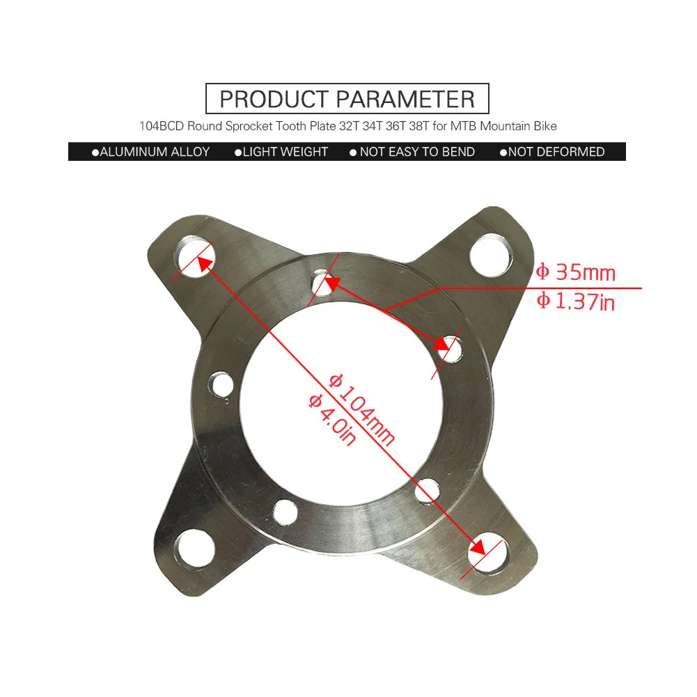 100% Brand New Sprocket Adapter Sprocket Adapter Square Center Motor Stainless Steel BBS01/BBS02/32T/34T/36T/38T BCD104mm E-bike
100% Brand New Sprocket Adapter Sprocket Adapter Square Center Motor Stainless Steel BBS01/BBS02/32T/34T/36T/38T BCD104mm E-bike