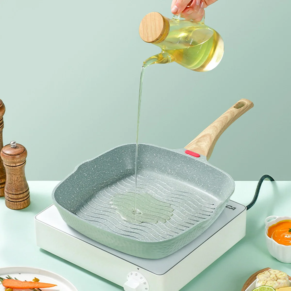 28CM Square Grill Pan with Pour Spouts Induction Compatible Granite Coating
28CM Square Grill Pan with Pour Spouts Induction Compatible Granite Coating