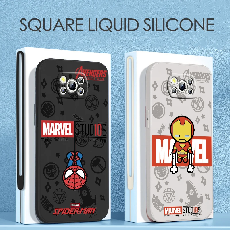 

Marvel Hero Spiderman For Xiaomi POCO C50 C40 X4 M5S F4 M4 X3 F3 M3 C3 Pro GT NFC 4G 5G Liquid Rope Silicone Phone Case