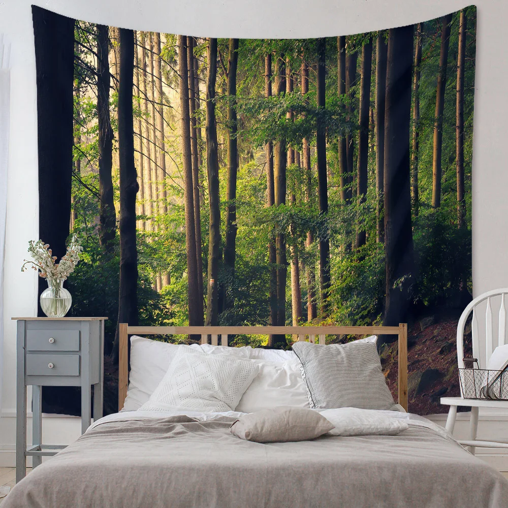 

Forest Trail Tapestry Tree Path Tapestry Wall Hanging Beautiful 3D Vision Nature Scape Fabric for Home Decor Bedroom Living Room