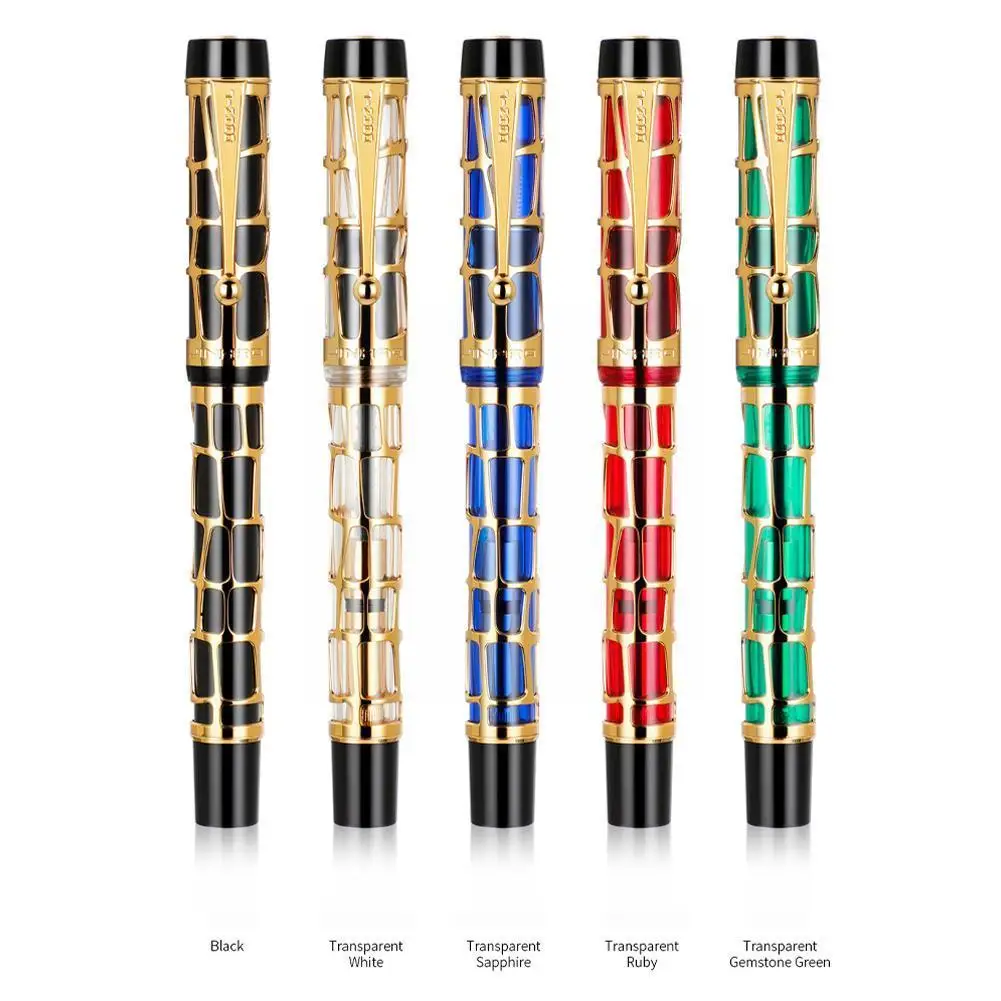

Jinhao Century 100 Gold Electroplating Hollow Out Fountain Pen 0.5mm F Nibs Ink Pens For Writing Stationery Office Business K6U0