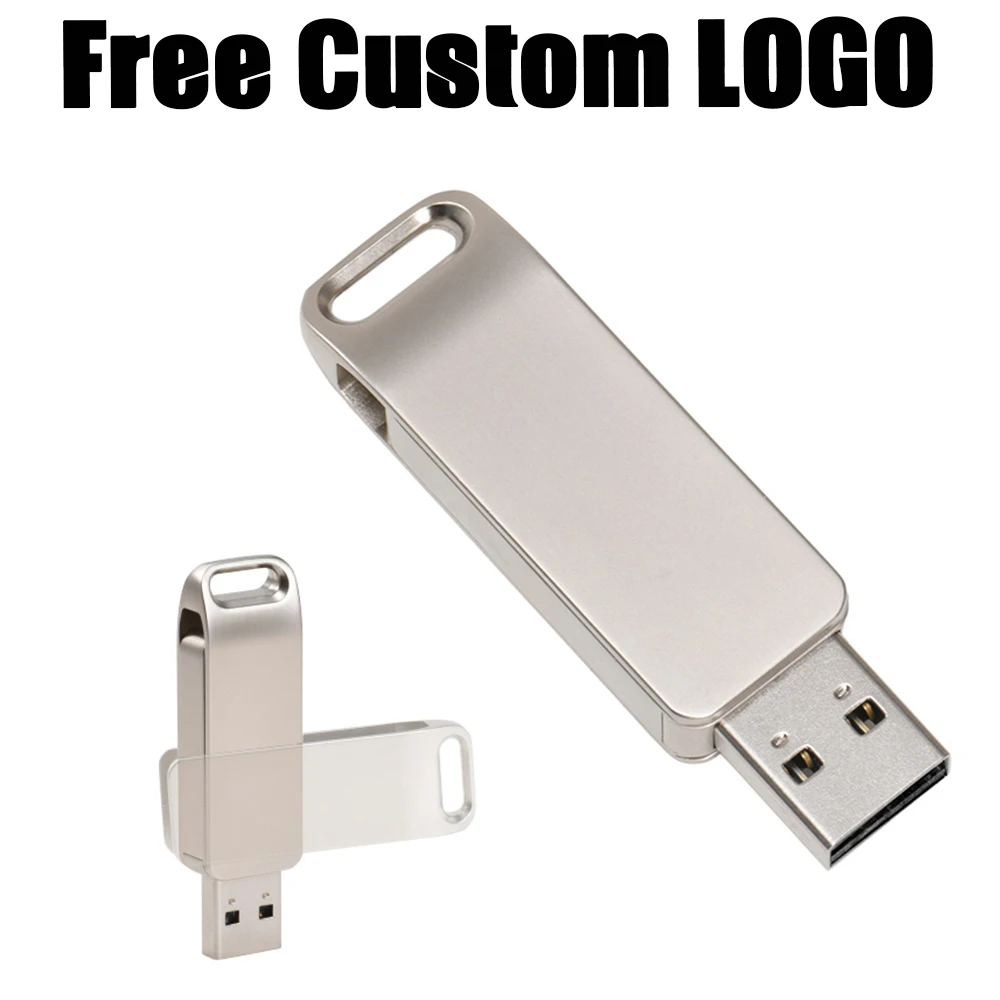 

Rotatable 360° Metal 2.0 USB Flash Drive Pen Drives Pendrive Free Shipping Items Memory Stick 32GB 64GB 128GB 256GB Free LOGO