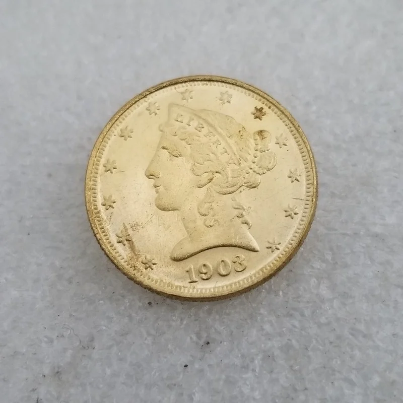 American 1903 5 Dollars Brass Gold-plated Commemorative Collectible Coin Gift Lucky Challenge Coin
American 1903 5 Dollars Brass Gold-plated Commemorative Collectible Coin Gift Lucky Challenge Coin