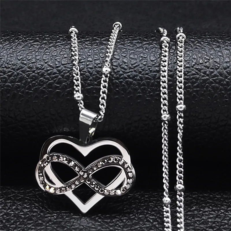 Stainless Steel Crystal Infinite Loop Symbol Necklace Charm Women Silver Color Love Heart Necklace Jewelry colgante N4810S06
Stainless Steel Crystal Infinite Loop Symbol Necklace Charm Women Silver Color Love Heart Necklace Jewelry colgante N4810S06