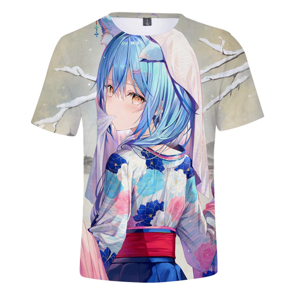 

HOLOLIVE VTuber Yukihana Lamy 3D bahar yaz tiki tarzı erkek/kadın sokak giyim T-shirt japonya Kawaii Retro yenilik