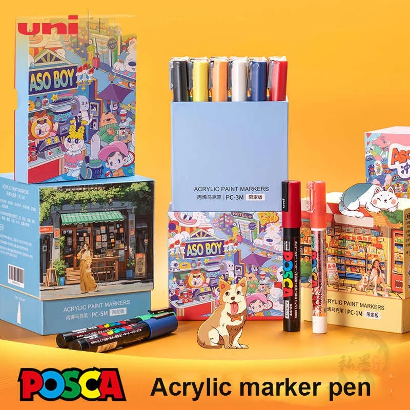 Маркеры uni Posca набор ограниченной серии школьный цветных ручек для рисования