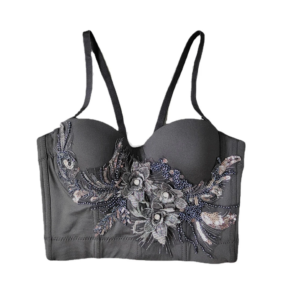 Укороченный топ со встроенным бюстгальтером, вечерние бюстье с блестками и бусинами, топы, Женская Кокетка в стиле Харадзюку, женские летние жилеты без рукавов
Укороченный топ со встроенным бюстгальтером, вечерние бюстье с блестками и бусинами, топы, Женская Кокетка в стиле Харадзюку, женские летние жилеты без рукавов