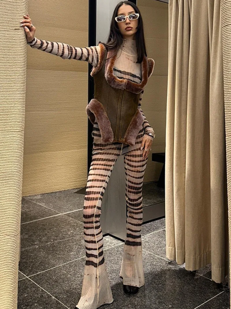 Sexy Striped Turtleneck Long Sleeve Tops+High Waist Flare Pants 2 Piece Sets 2023 Sexy See-through Nightclub Outfits Streetwear
Sexy Striped Turtleneck Long Sleeve Tops+High Waist Flare Pants 2 Piece Sets 2023 Sexy See-through Nightclub Outfits Streetwear