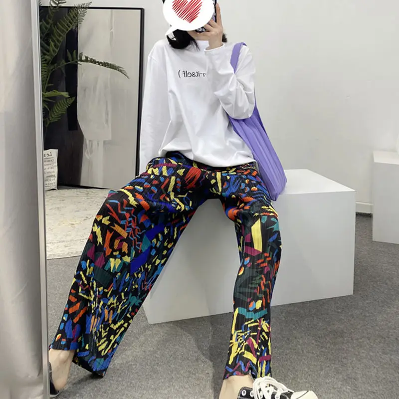 2022 Summer Women New Ice Silk Printed Pleated Pants Female Loose Wide Leg Pants Ladies Elastic Waist Casual Trousers I143
2022 Summer Women New Ice Silk Printed Pleated Pants Female Loose Wide Leg Pants Ladies Elastic Waist Casual Trousers I143