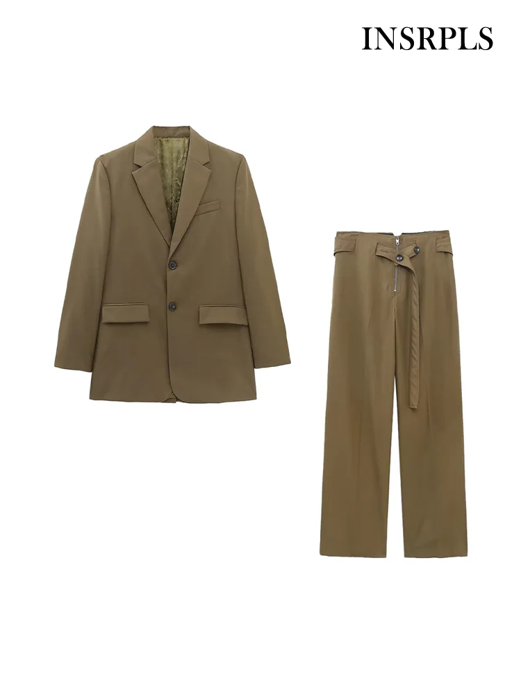 INSRPLS Women Fashion Front Button Straight Blazer Coat And High Waist With Belt Trousers Female Two Piece Sets Mujer
INSRPLS Women Fashion Front Button Straight Blazer Coat And High Waist With Belt Trousers Female Two Piece Sets Mujer