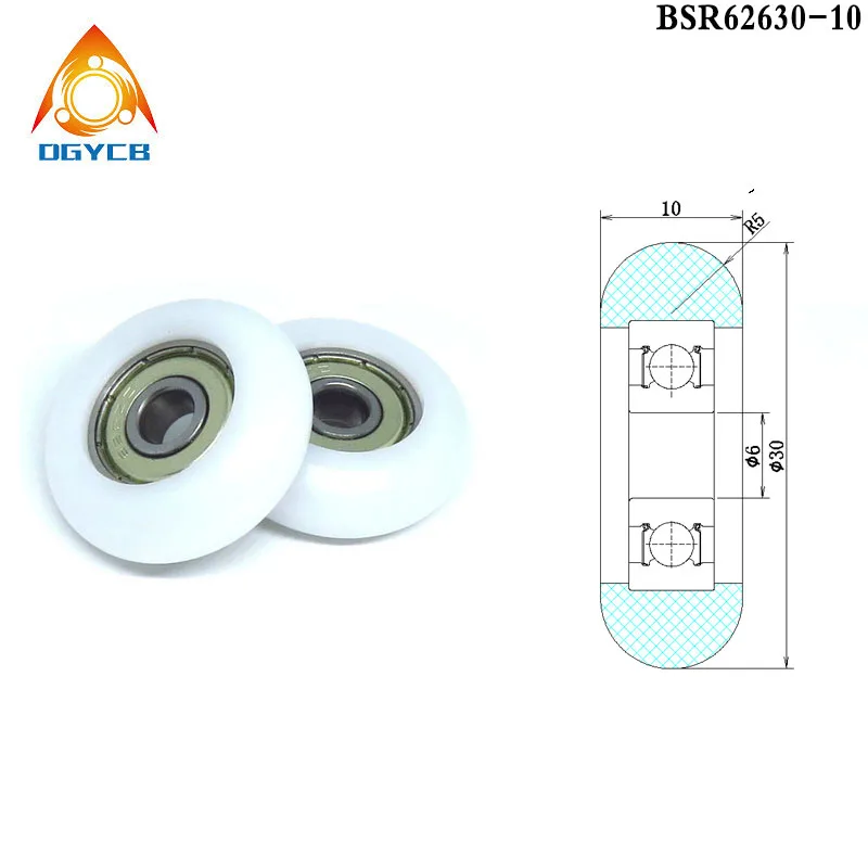 

1pcs OD 30 mm POM Coated Rollers Bearing 6x30x10 mm BSR62630-10 Round Delrin Nylon Pulleys For Drawer Track Guide & Rower Wheel