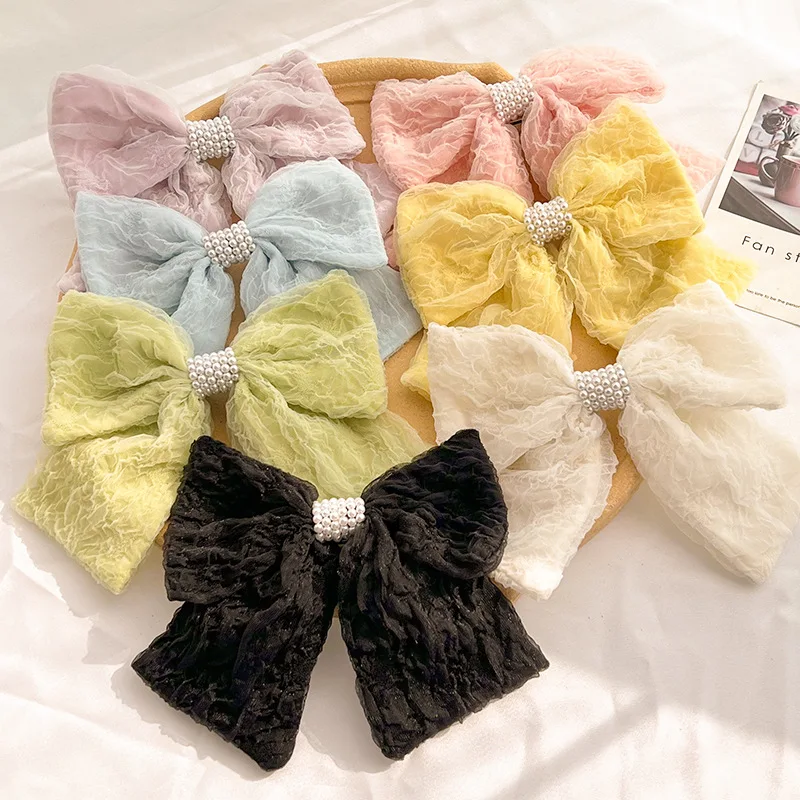 

Fashion Pleated Oganza Mesh Bowknot Hair Clips Fabric Hair Bows Hairpin for Women Girls French Hair Barrette Accessoires