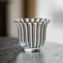 1 Piece 75ml Heat Resistant Nordic Clear Ripple Teacups Black Tea Cup Small Capacity Master Cup Soju Sake Shot Glass Tumbler Cup