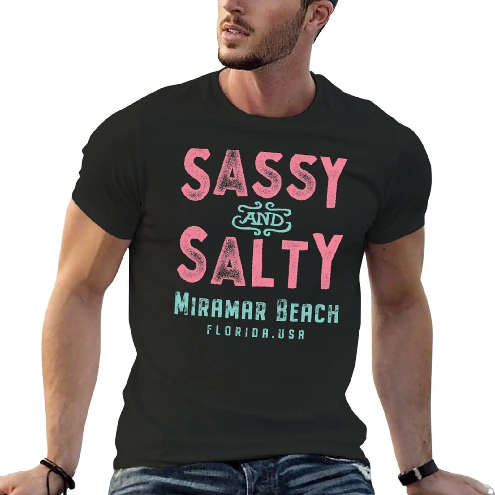 Футболка Miramar Beach Florida Sassy и соленая футболки в эстетике летний топ Мужская