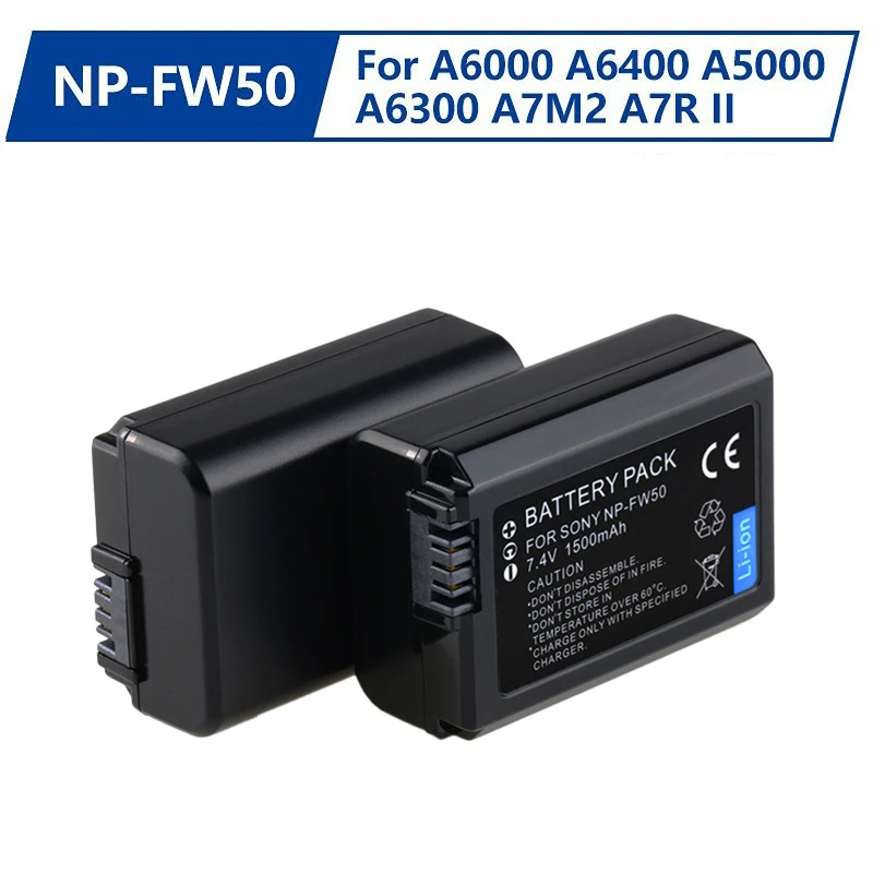 

Sony NP-FW50 NP FW50 Battery For SONY A6000 α6000 A6400 A5000 A6300 A7M2 A7R II 1500mAh Rechargeable Camere Battery