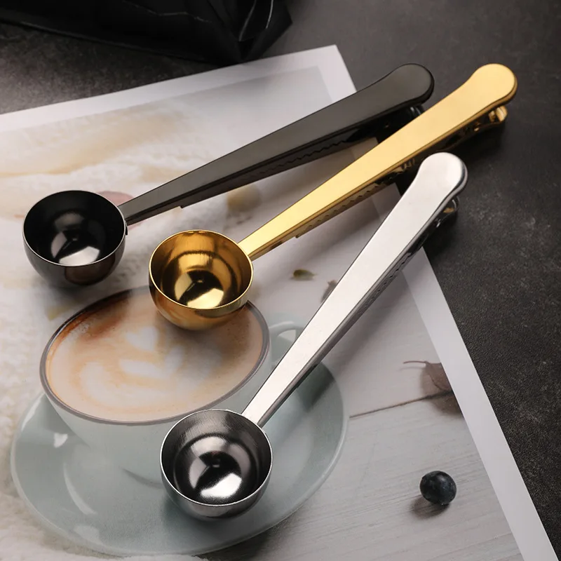 Two-in-one Stainless Steel Coffee Spoon Sealing Clip Kitchen Gold Accessories Recipient Cafe Decoration
Two-in-one Stainless Steel Coffee Spoon Sealing Clip Kitchen Gold Accessories Recipient Cafe Decoration