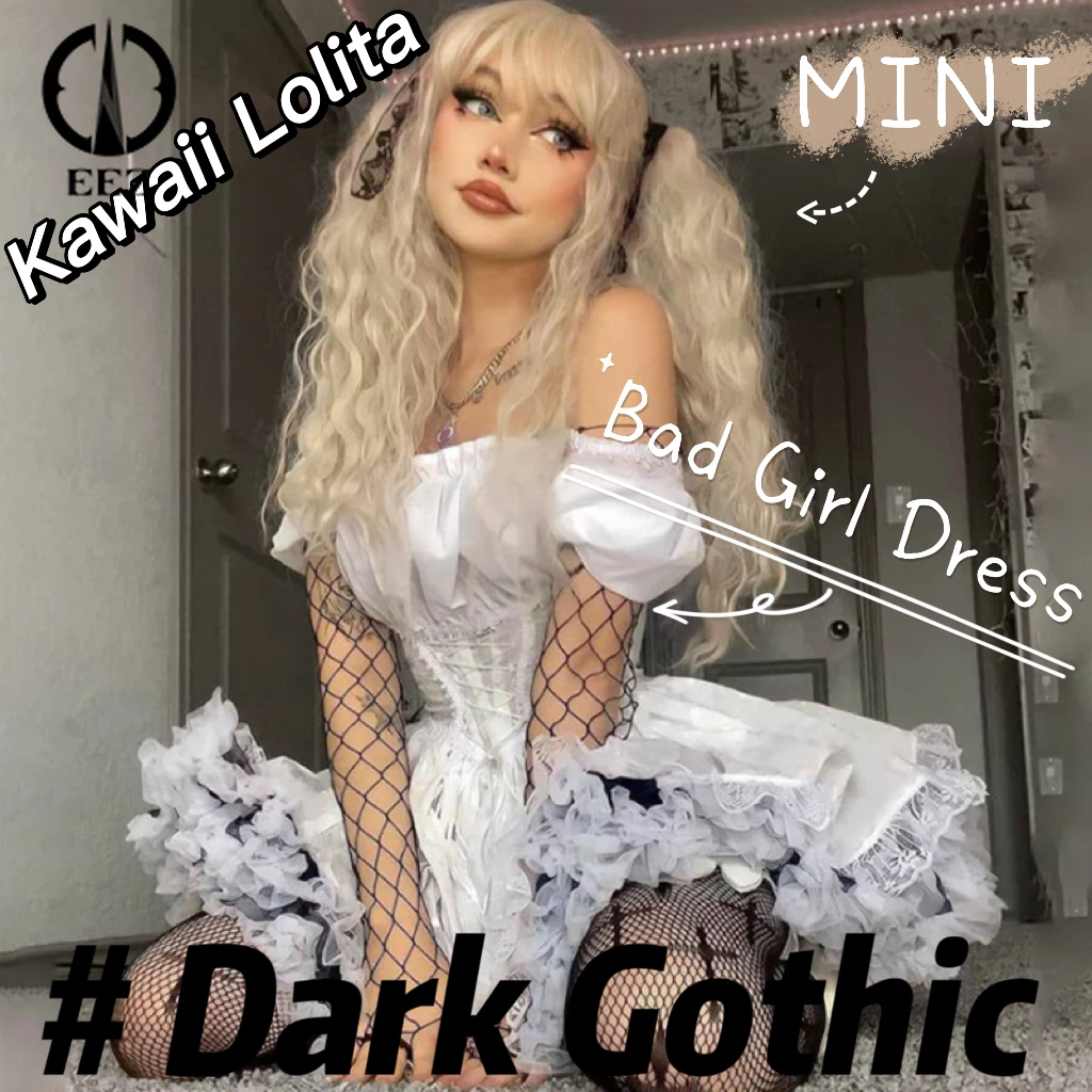 Bad Girl Dress Lolita Princess Dark Gothic Sexy Mini Japanese Kawaii High Waist Puff Sleeve Lace Ruffles White Party Robe Women
Bad Girl Dress Lolita Princess Dark Gothic Sexy Mini Japanese Kawaii High Waist Puff Sleeve Lace Ruffles White Party Robe Women