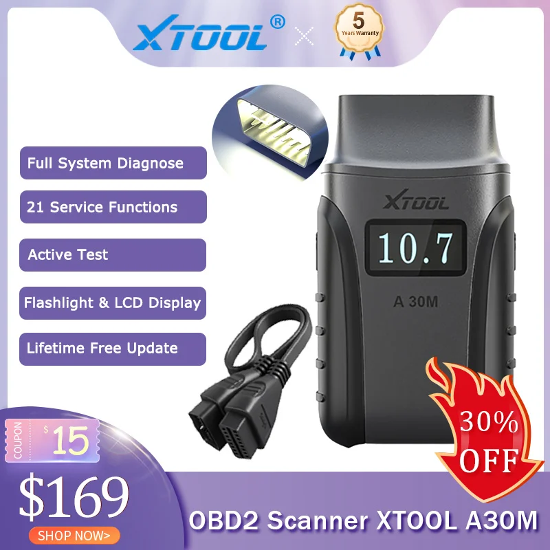 XTOOL A30M OBDII Scanner 21 Service Functions All System Diagnostic Tool Active Test 8 Language Code Resder Lifetime Free Update
XTOOL A30M OBDII Scanner 21 Service Functions All System Diagnostic Tool Active Test 8 Language Code Resder Lifetime Free Update