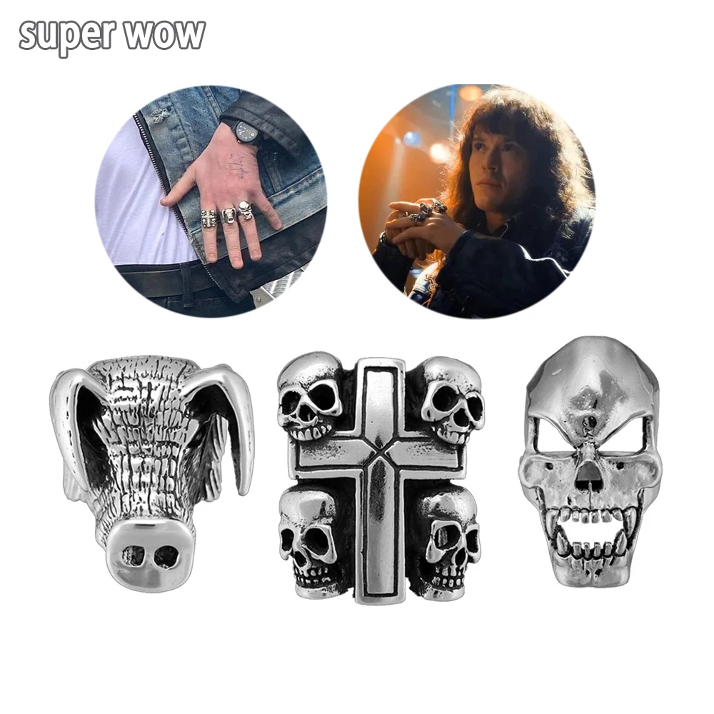 Hot Scary Movie Jewelry Eddie Munson Ring Accessories Hellfire Club Rings Men Gift Vintage Punk Skull Ring Jewelry For Fans Gift
Hot Scary Movie Jewelry Eddie Munson Ring Accessories Hellfire Club Rings Men Gift Vintage Punk Skull Ring Jewelry For Fans Gift